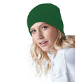 Bottle Green - Back - Beechfield Plain Basic Knitted Winter Beanie Hat