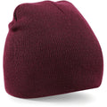 Burgundy - Back - Beechfield Plain Basic Knitted Winter Beanie Hat