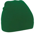 Bottle Green - Side - Beechfield Plain Basic Knitted Winter Beanie Hat