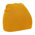 Mustard - Front - Beechfield Plain Basic Knitted Winter Beanie Hat
