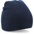 French Navy - Back - Beechfield Plain Basic Knitted Winter Beanie Hat