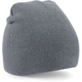 Graphite Grey - Back - Beechfield Plain Basic Knitted Winter Beanie Hat
