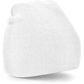 White - Back - Beechfield Plain Basic Knitted Winter Beanie Hat