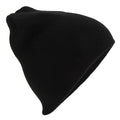 Black - Front - Beechfield Plain Basic Knitted Winter Beanie Hat