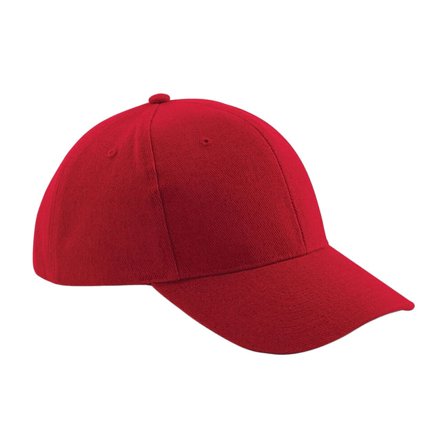 Classic Red - Front - Beechfield Unisex Pro-Style Heavy Brushed Cotton Baseball Cap - Headwear