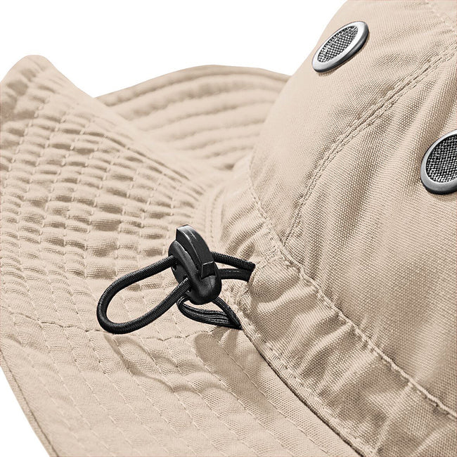 Stone - Back - Beechfield Summer Cargo Bucket Hat - Headwear (UPF50 Protection)