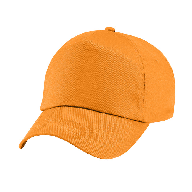Orange - Front - Beechfield Plain Unisex Junior Original 5 Panel Baseball Cap