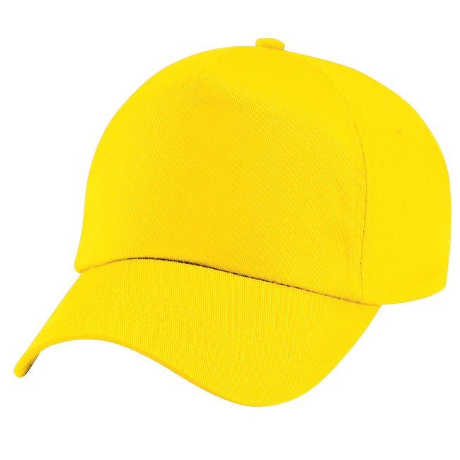 Yellow - Front - Beechfield Plain Unisex Junior Original 5 Panel Baseball Cap