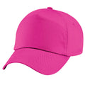 Fuchsia - Front - Beechfield Plain Unisex Junior Original 5 Panel Baseball Cap