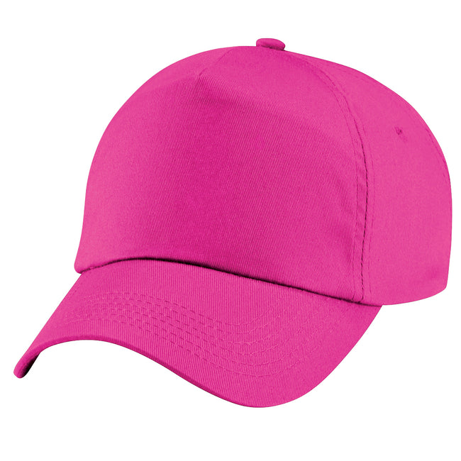 Fuchsia - Front - Beechfield Plain Unisex Junior Original 5 Panel Baseball Cap