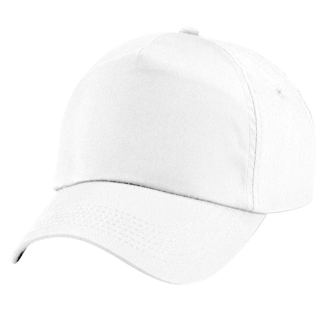 White - Front - Beechfield Plain Unisex Junior Original 5 Panel Baseball Cap