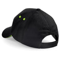 Black-Lime Green - Back - Beechfield Unisex Ultimate 5 Panel Contrast Baseball Cap With Sandwich Peak - Headwear