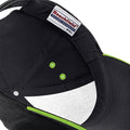 Black-Lime Green - Side - Beechfield Unisex Ultimate 5 Panel Contrast Baseball Cap With Sandwich Peak - Headwear