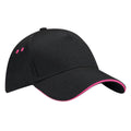 Black-Fuchsia - Front - Beechfield Unisex Ultimate 5 Panel Contrast Baseball Cap With Sandwich Peak - Headwear