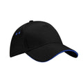 Black-Bright Royal - Front - Beechfield Unisex Ultimate 5 Panel Contrast Baseball Cap With Sandwich Peak - Headwear