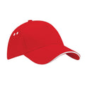 Classic Red-White - Front - Beechfield Unisex Ultimate 5 Panel Contrast Baseball Cap With Sandwich Peak - Headwear
