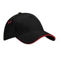 Black-Classic Red - Front - Beechfield Unisex Ultimate 5 Panel Contrast Baseball Cap With Sandwich Peak - Headwear