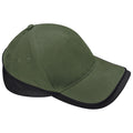 Olive Green-Black - Front - Beechfield Unisex Teamwear Competition Cap Baseball - Headwear