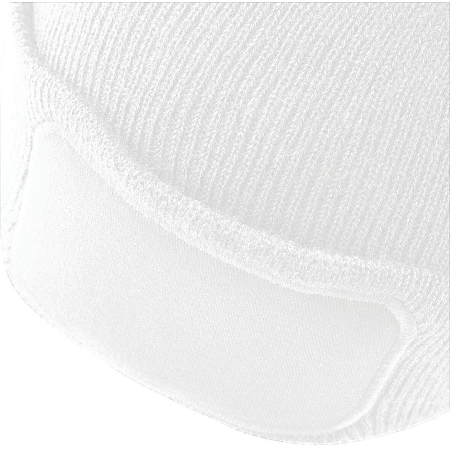 White - Back - Beechfield Unisex Plain Winter Beanie Hat - Headwear (Ideal for Printing)
