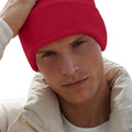 Classic Red - Side - Beechfield Unisex Plain Winter Beanie Hat - Headwear (Ideal for Printing)