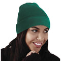 Bottle Green - Lifestyle - Beechfield Unisex Plain Winter Beanie Hat - Headwear (Ideal for Printing)