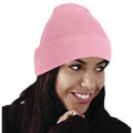 Dusky Pink - Side - Beechfield Unisex Plain Winter Beanie Hat - Headwear (Ideal for Printing)