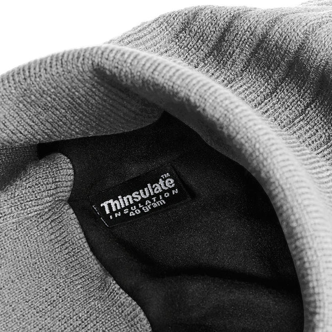 Heather Grey - Back - Beechfield Thinsulate Thermal Winter - Ski Beanie Hat