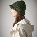 Olive Green - Back - Beechfield Unisex Plain Peaked Winter Beanie Hat