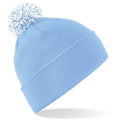 Sky Blue-White - Front - Beechfield Girls Snowstar Duo Extreme Winter Hat