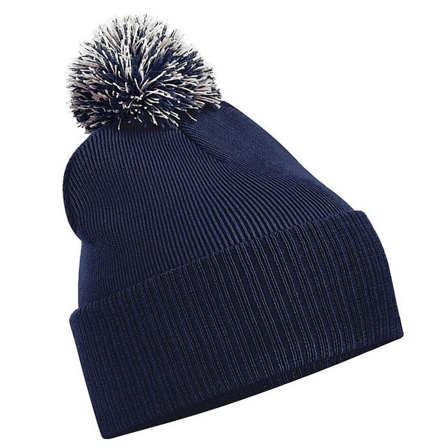 French Navy-Light Grey - Front - Beechfield Girls Snowstar Duo Extreme Winter Hat