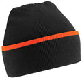 Black-Orange - Front - Beechfield Unisex Knitted Winter Beanie Hat