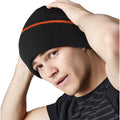 Black-Orange - Back - Beechfield Unisex Knitted Winter Beanie Hat