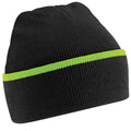 Black-Lime Green - Front - Beechfield Unisex Knitted Winter Beanie Hat