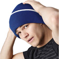 Bright Royal-White - Side - Beechfield Unisex Knitted Winter Beanie Hat
