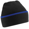 Black-Bright Royal - Back - Beechfield Unisex Knitted Winter Beanie Hat