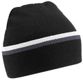 Black-Graphite Grey-White - Front - Beechfield Unisex Knitted Winter Beanie Hat