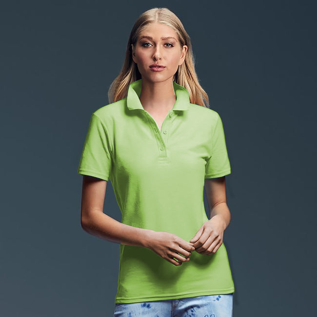Key Lime - Back - Anvil Womens-Ladies Double Pique Semi-Fitted Polo Shirt