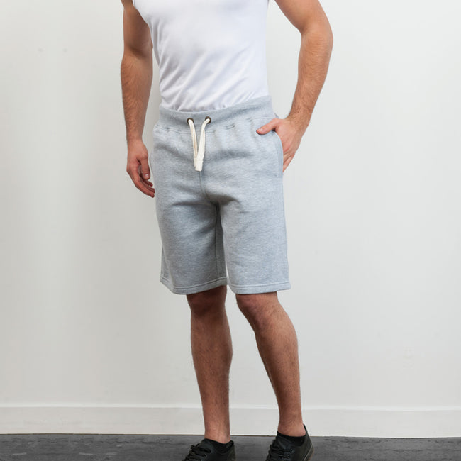 Heather Grey - Back - AWDis Hoods Plain Heavyweight Campus Shorts