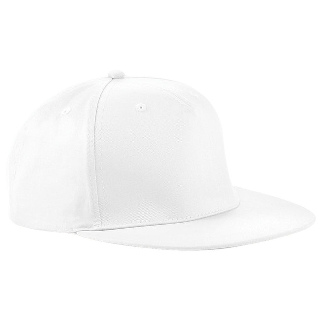 White - Front - Beechfield Unisex 5 Panel Retro Rapper Cap