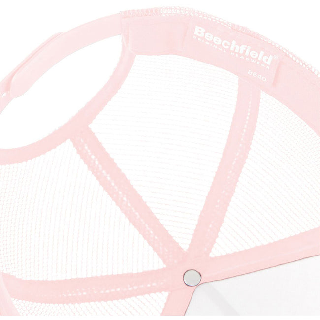 Pastel Pink- Pastel Pink - Side - Beechfield Mens Half Mesh Trucker Cap - Headwear