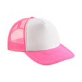 Fluorescent Pink-White - Front - Beechfield Vintage Plain Snap-Back Trucker Cap