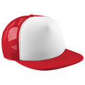 Classic Red-White - Front - Beechfield Vintage Plain Snap-Back Trucker Cap