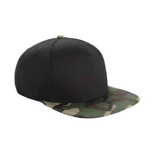 Black- Jungle Camo - Front - Beechfield Camouflage Retro Snapback Cap