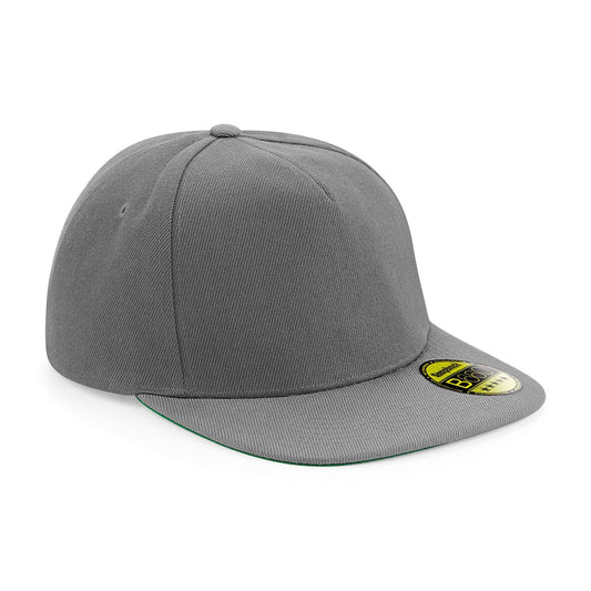 Grey- Grey - Front - Beechfield Unisex Original Flat Peak Snapback Cap