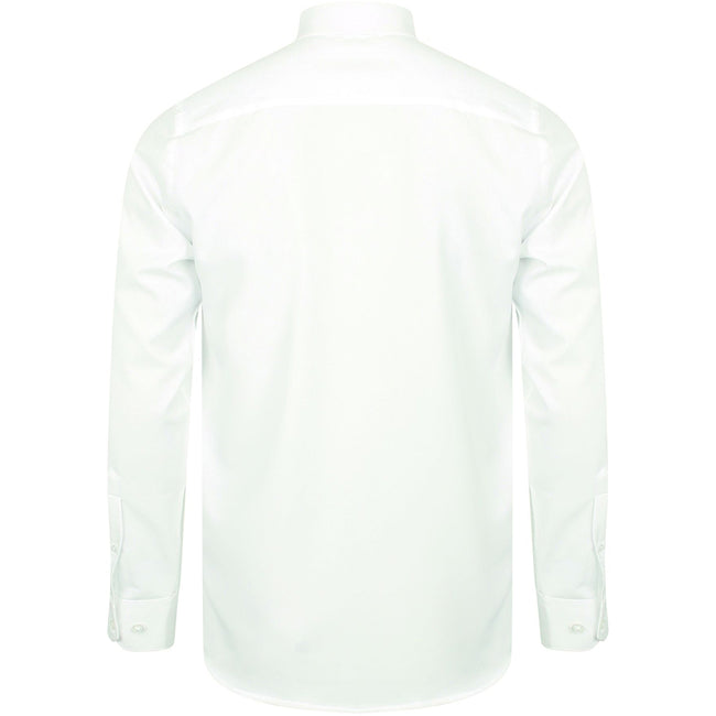 White - Back - Henbury Mens Wicking Long Sleeve Work Shirt