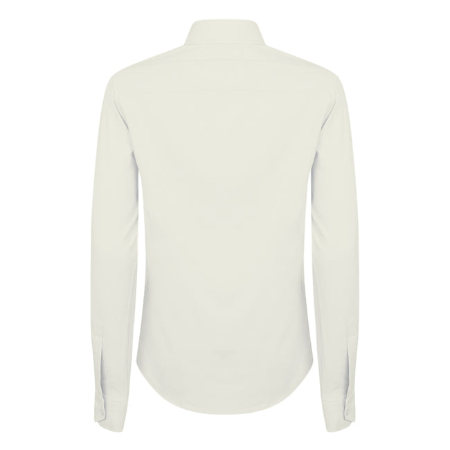 White - Back - Henbury Womens-Ladies Wicking Long Sleeve Work Shirt