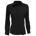 Black - Front - Henbury Womens-Ladies Wicking Long Sleeve Work Shirt