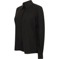 Black - Side - Henbury Womens-Ladies Wicking Long Sleeve Work Shirt