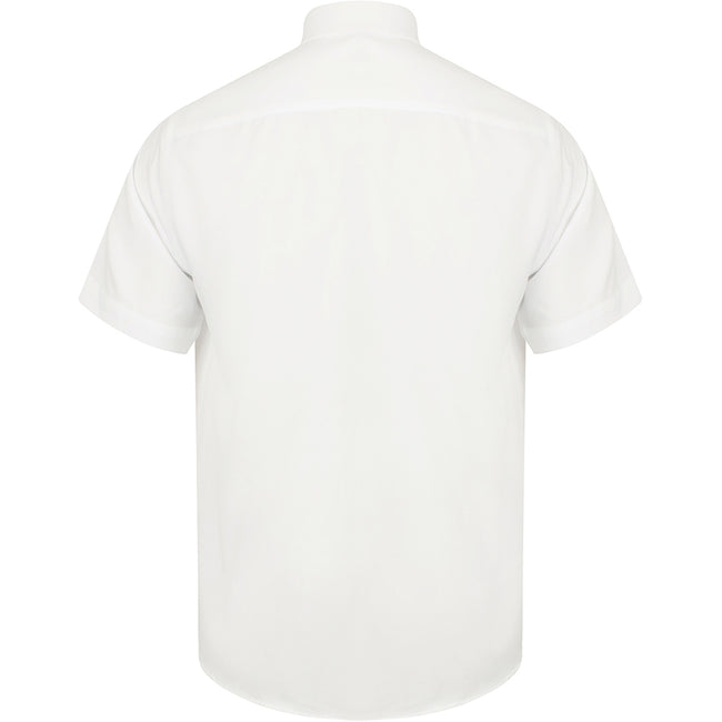 White - Back - Henbury Mens Wicking Short Sleeve Work Shirt