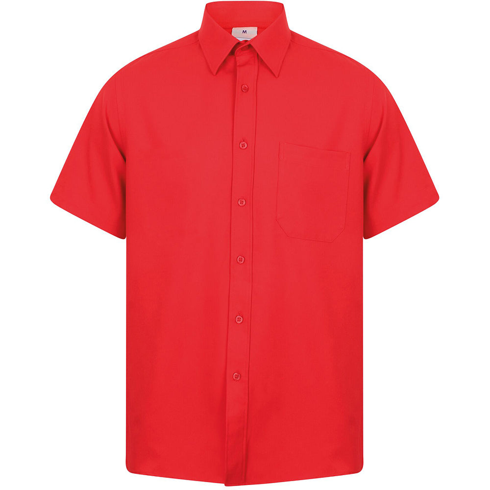 Black - Pack Shot - Henbury Mens Wicking Short Sleeve Work Shirt